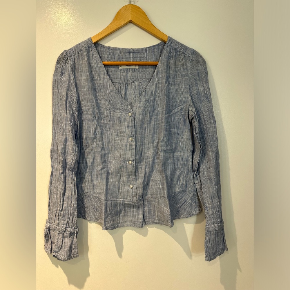 Mango blue and white striped blouse size 4/small